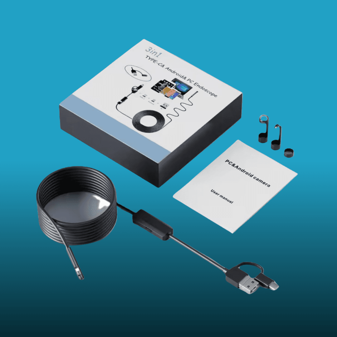 📷 كاميرا منظار تفتيش 3 في 1 Type-C & Android & PC Endoscope – كابل 10 متر